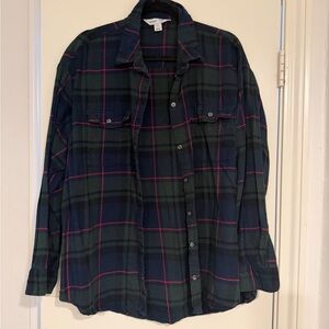 Old Navy Dark Green and Navy Plaid Shirt
